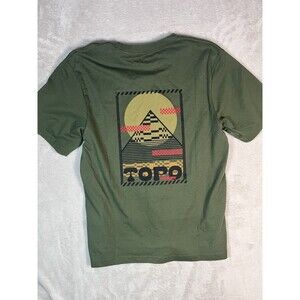 Topo Designs Mountain Virtual Peaks Graphic Men Medium Green Cotton TShirt NWT